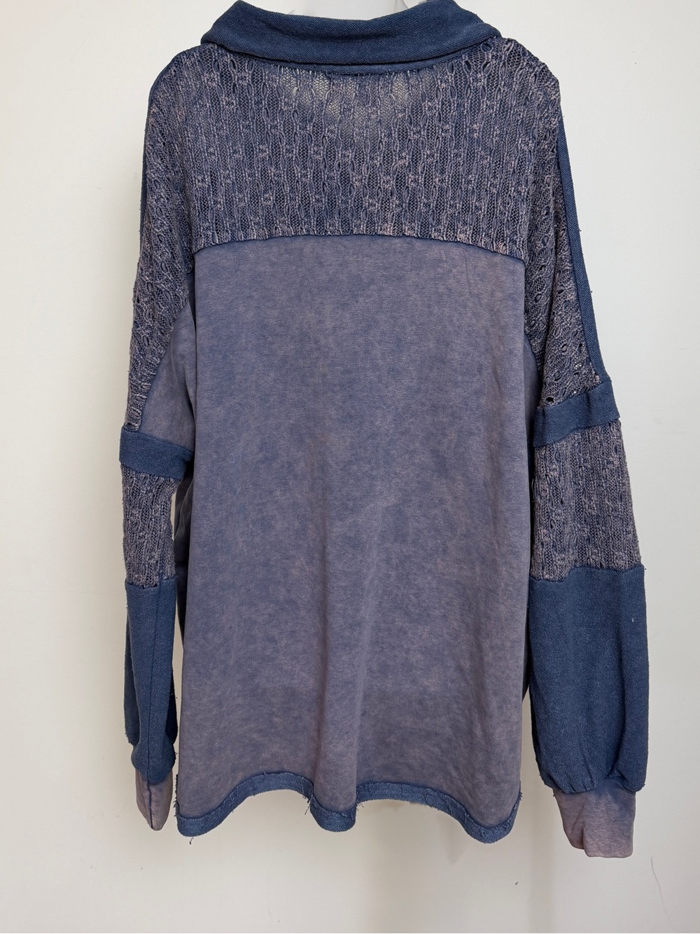 Oli & Hali Dusty Blue Mixed-Knit Zip Front Bomber - Picture 2 of 7